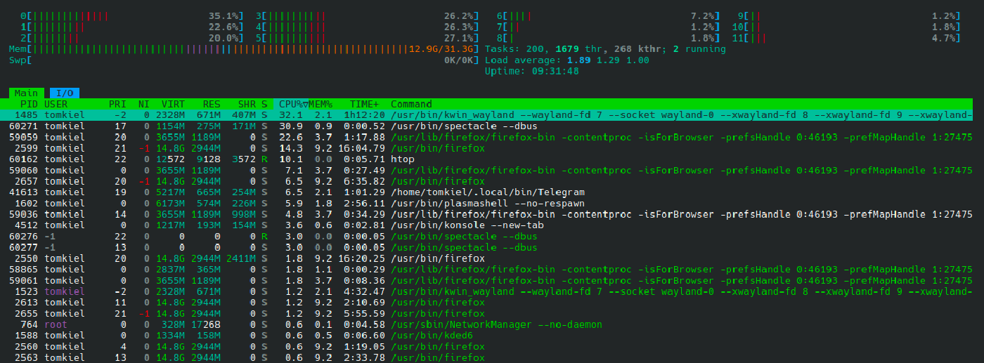 htop trabalhando (quase um FirefoxOS)